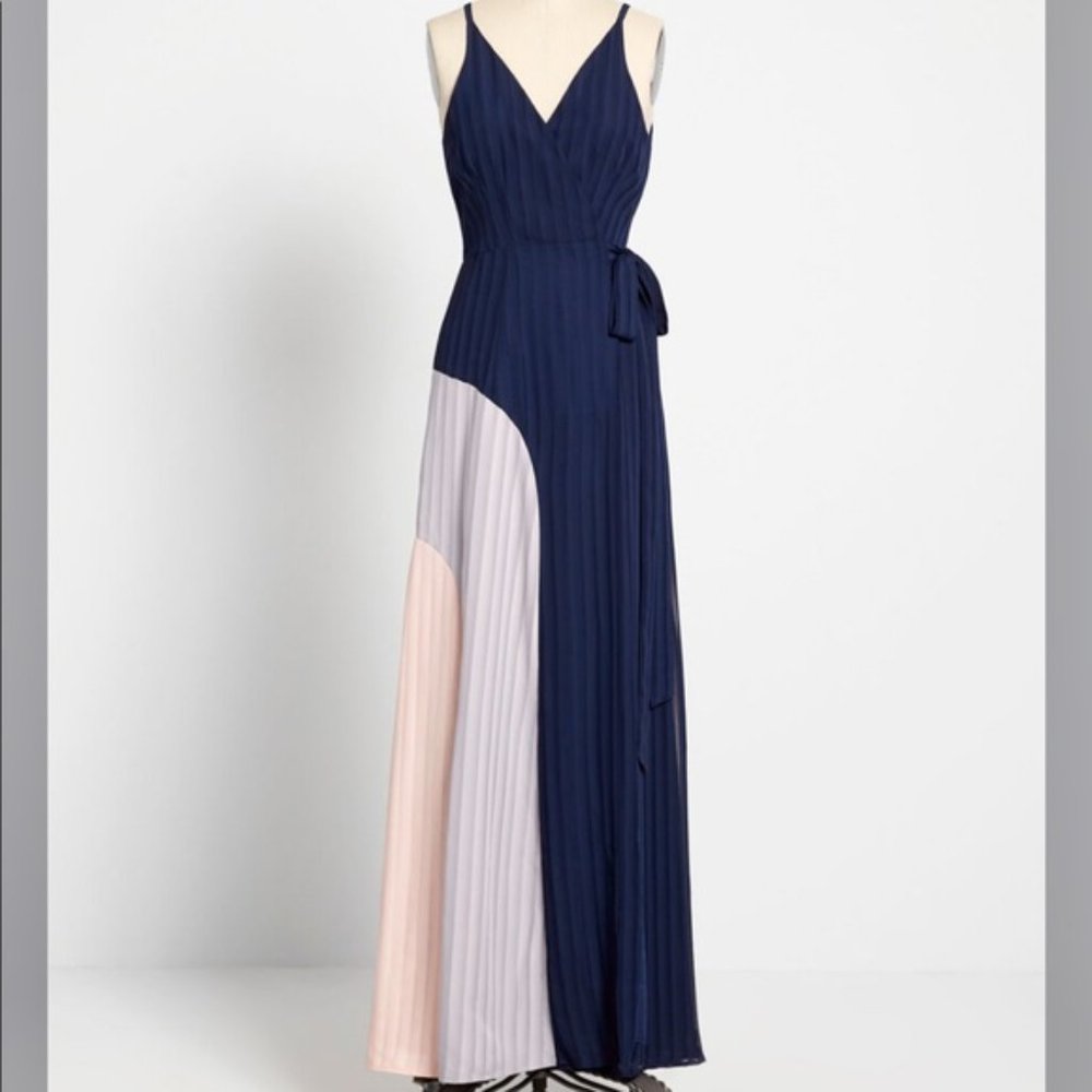 Hutch Modcloth Blue Surplice Colorblock Wrap Dress